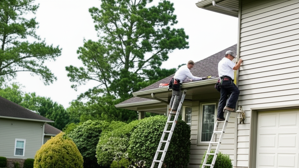 Professional gutter installation on Country Homes suburban property
